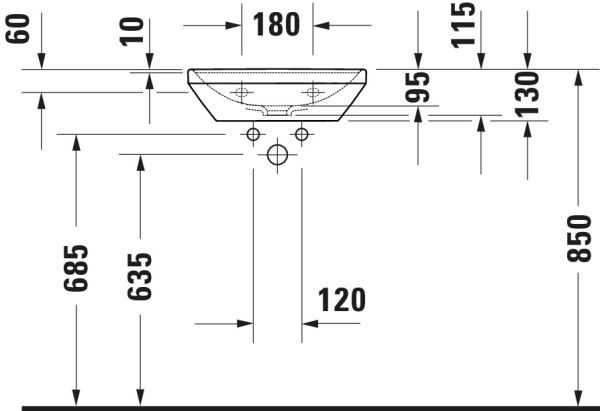 Duravit D-Neo Handwaschbecken rechteckig 45x33,5cm, weiß