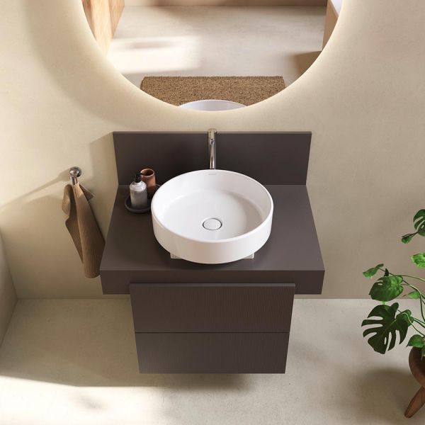 Duravit Balcoon Set Aufsatzbecken mit Unterschrank 80cm, schieferbraun matt