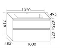 Vorschau: Burgbad Lin20 Mineralguss-Waschtisch mit Waschtischunterschrank, 2 Auszüge, wandhängend, 102x49,5cm SGHT102