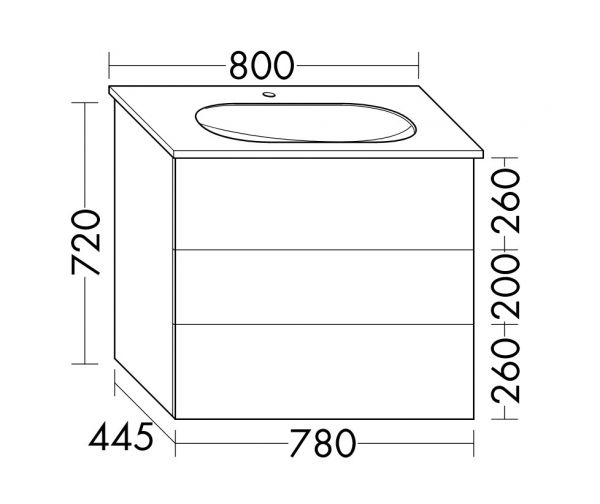 Burgbad Essence Waschtischunterschrank 78cm passend zu Grohe Essence 3956700H, 3 Auszüge
