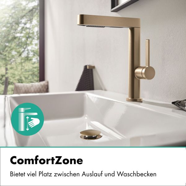 hansgrohe Finoris Waschtischarmatur 230, ausziehbar, 2 Strahlarten, brushed bronze