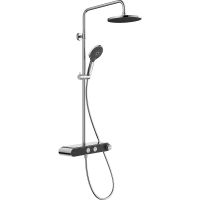 Vorschau: Duravit ShowerSystem Duschsystem mit höhenverstellbarer Regendusche, Thermostat, Ablage, chrom/schw