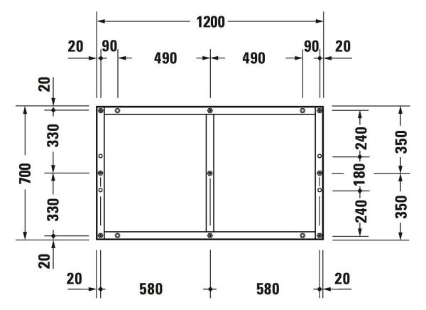 Duravit Tempano Fußgestell höhenverstellbar 70 - 100mm 1200x700x85mm