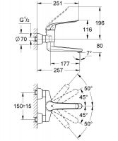 Vorschau: Grohe Euroeco Special Einhand-Waschtischbatterie, Wandmontage, Ausladung 256mm, chrom