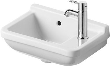 Duravit Starck 3 Handwaschbecken rechteckig 40x26cm, mit 1 Hahnloch und Überlauf, WonderGliss, weiß 07514000001