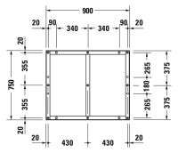 Vorschau: Duravit Tempano Fußgestell höhenverstellbar 70 - 100mm 900x750x85mm
