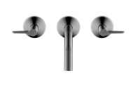 Vorschau: AXOR One 3-Loch Waschtischarmatur Unterputz 22cm für Wandmontage, mit Hebelgriffen, polished black chrome 48160330