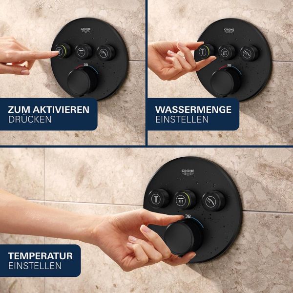 Grohe Precision SmartControl Duschsystem, rund, mit Thermostat, schwarz matt