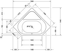 Vorschau: Duravit D-Code Einbau-Badewanne fünfeckig 140x140cm, weiß