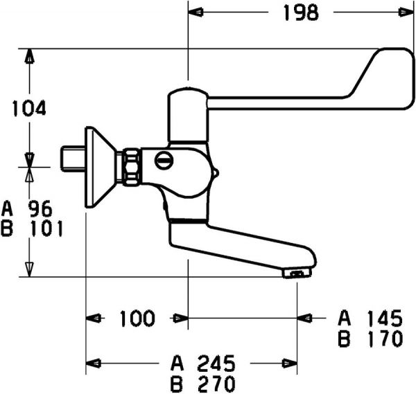 Hansa Hansatempra Wasch-/Spültisch-Thermostat-Wandbatterie mit Auslaufentleerung, 270mm, chrom