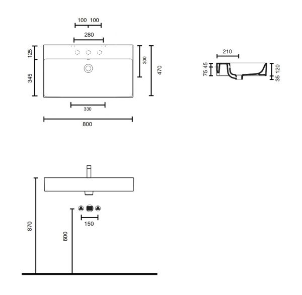 Catalano New Premium 80 Waschtisch 80x47cm, weiß CATAglaze+ 80VPN