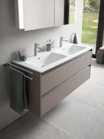 Vorschau: Duravit ME by Starck Doppelwaschtisch 130x49cm, 2 Hahnlöcher, mit Überlauf, weiß 2336130000