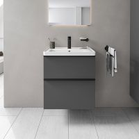 Duravit D-Neo Möbelset 60cm aus Waschbecken mit Unterschrank in graphit matt, Griffleiste in schwarz matt DE0147049490000