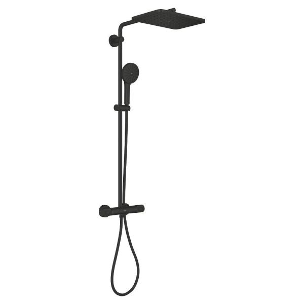Grohe Vitalio Joy+ CoolTouch System 350x230 Duschsystem mit Thermostat, Aufputz, schwarz matt