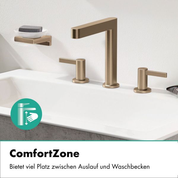 hansgrohe Finoris 3-Loch Waschtischarmatur 160, brushed bronze
