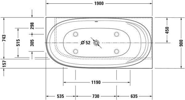 Duravit Cape Cod Eck-Badewanne 190x90cm Ecke rechts, weiß