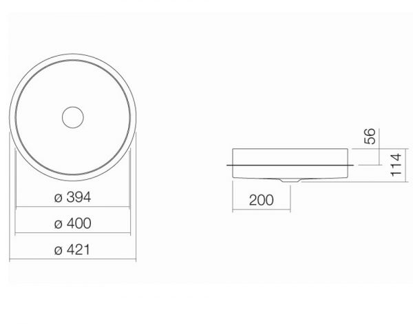 Alape KE-Serie EB.KE400 Einbaubecken rund Ø40cm für 3cm starke Platten, weiß ProShield