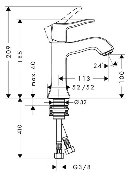 Hansgrohe Metris Classic Einhebel-Waschtischmischer, ohne Ablaufgarnitur, chrom