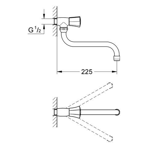 Grohe Costa L Auslaufventil, schwenkbarer Rohrauslauf, chrom