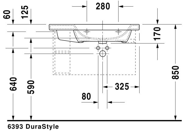 Duravit DuraStyle Waschtisch 80x48cm, mit Überlauf, ohne Wondergliss, weiß 2326800000