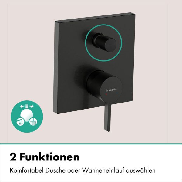 hansgrohe Finoris Wannenarmatur Unterputz, 2 Verbraucher, brushed black chrome