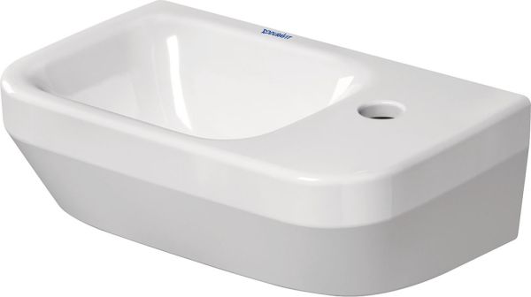 Duravit DuraStyle Handwaschbecken 36x22cm, 1 Hahnloch, ohne Überlauf, Becken links, WonderGliss, weiß 07133600001