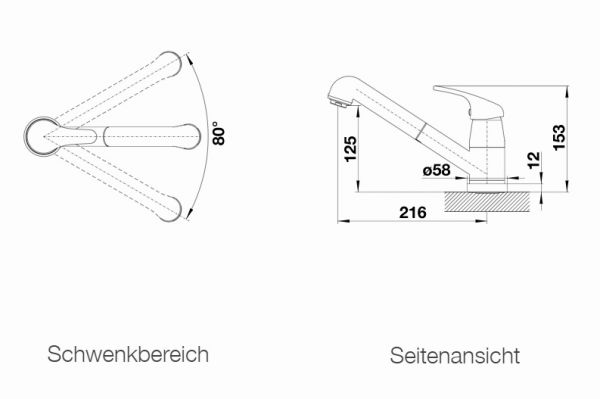 Blanco Daras-S-F Küchen-Einhebelmischer mit herausziehbarem Auslauf, für Vorfenstermontage, chrom