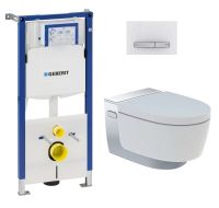 Geberit AquaClean Mera Classic Wand-Dusch-WC Komplett-SET mit Sigma50 Betätigungsplatte, weiß/chrom