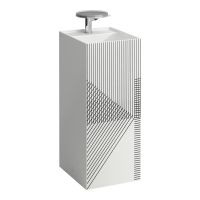 Kartell by Laufen Waschtisch freistehend mit Dekor, mit verdecktem Ablauf, 37,5x43,5x90cm, liniennetz grau auf weiß, H811331D011111