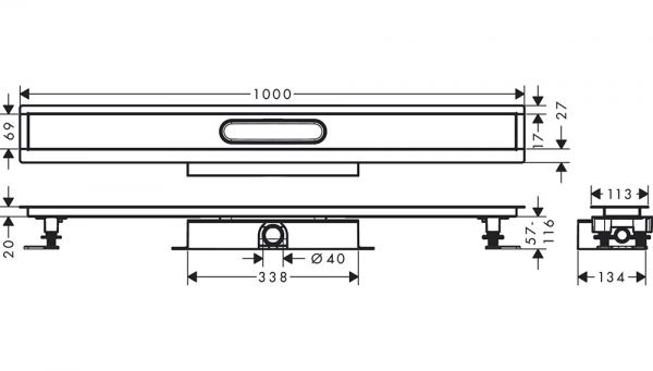 Hansgrohe uBox universal Komplettset für flache Installation 100cm, für Duschrinnen Fertigsets