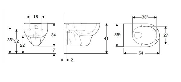 Geberit Renova Wand-WC Tiefspüler mit gekennzeichneten Sitzflächen, weiß 203045000_2