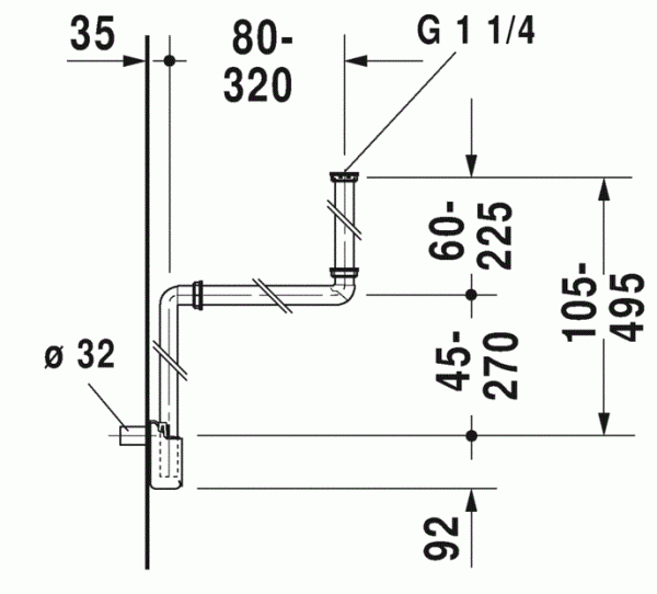 Duravit Raumsparsiphon 1 1/4