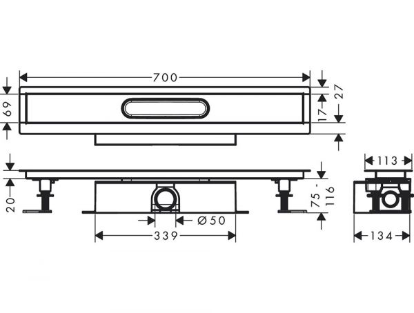 Hansgrohe uBox universal Komplettset für Standardinstallation 70cm, für Duschrinnen Fertigsets