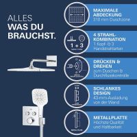 Grohe Precision SmartControl Duschsystem, eckig, Thermostat, Vitalio Rain Mono 310 Kopfbrause, chrom 34876000