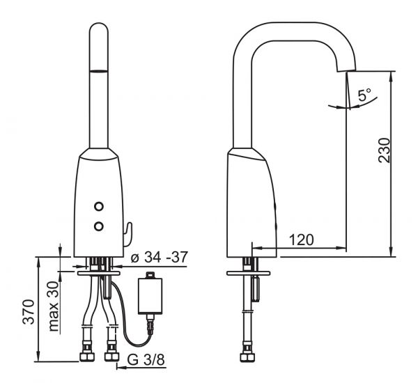 Hansa Hansaelectra Waschtisch-Elektronik-Batterie, Batteriebetrieb, chrom