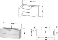 Vorschau: Duravit XBase Badmöbel-Set 123cm mit ME by Starck Doppelwaschtisch und Spiegelschrank