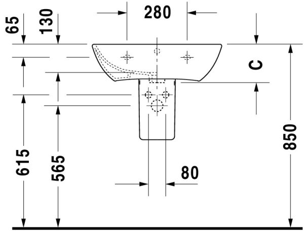 Duravit ME by Starck Waschtisch 60x46cm, mit Überlauf, ohne Wondergliss, weiß 2335600000