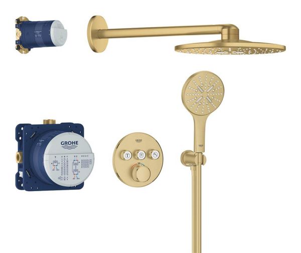 Grohe Grohtherm SmartControl Duschsystem Unterputz mit Rainshower SmartActive 310, cool sunrise gebürstet 34863GN0
