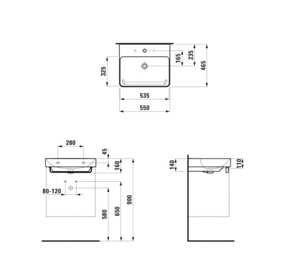 Laufen Pro X Aufsatzwaschtisch 55x46,5cm