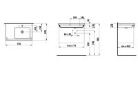 Vorschau: Laufen Living Square Waschtisch unterbaufähig, asymmetrisch, Ablage links, 75x48cm, weiß H8174390001041_1