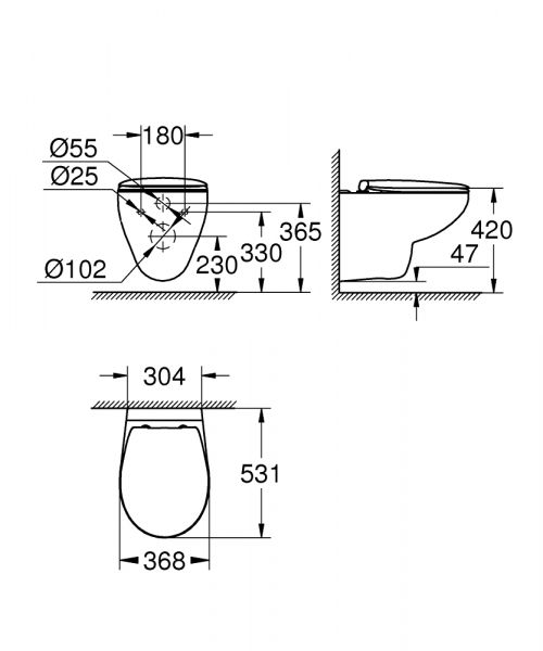 Grohe Bau Keramik Set Wand-Tiefspül-WC spülrandlos, weiß