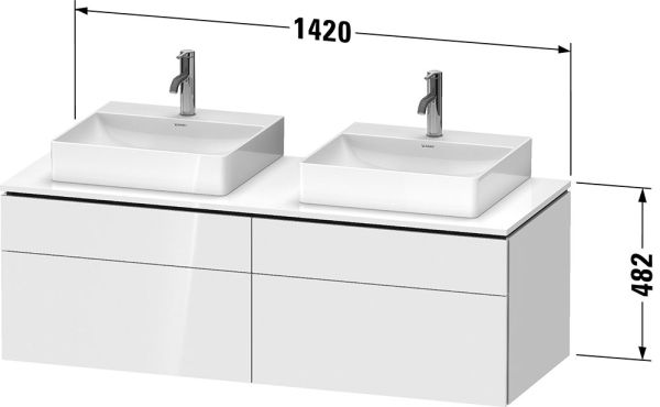 Duravit L-Cube Waschtischunterschrank wandhängend 142x55cm mit 4 Schubladen für Aufsatzbecken