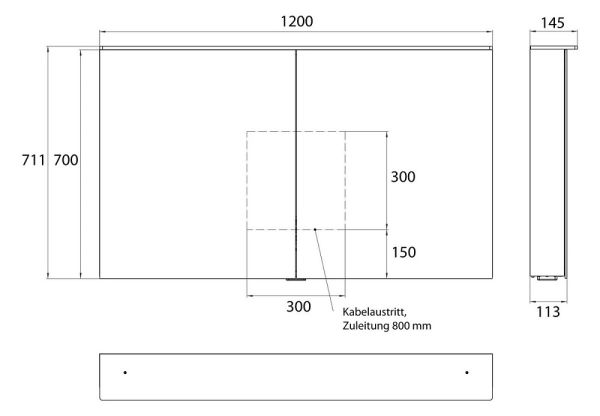 emco flat 2 LED-Spiegelschrank 120cm mit Waschtischbeleuchtung, 2 Türen