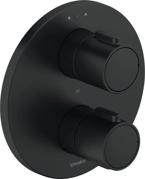 Duravit Duschthermostat rund, Unterputz mit Grundkörper, schwarz matt