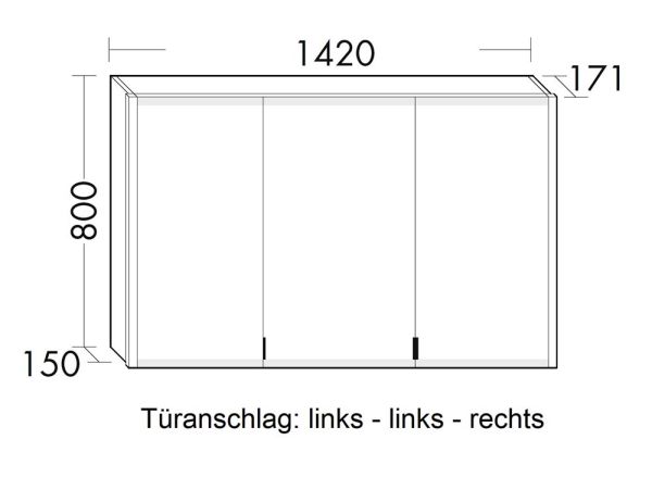 Burgbad rl20 Spiegelschrank 142x80cm mit Klarglas Lichtrahmen, Wandeinbau, Türanschlag rechts SPVN140RF6947