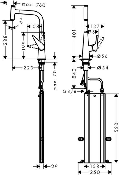 Hansgrohe Talis Select M51 Einhebel-Küchenmischer 300 mit Ausziehauslauf und sBox, edelstahl finish