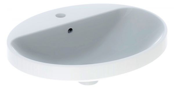 Geberit VariForm Einbauwaschtisch mit Überlauf, Unterseite glasiert, oval, Breite 55cm, weiß