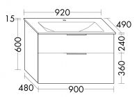 Vorschau: Burgbad Eqio Glas-Waschtisch 92cm mit Waschtischunterschrank, 2 Auszüge