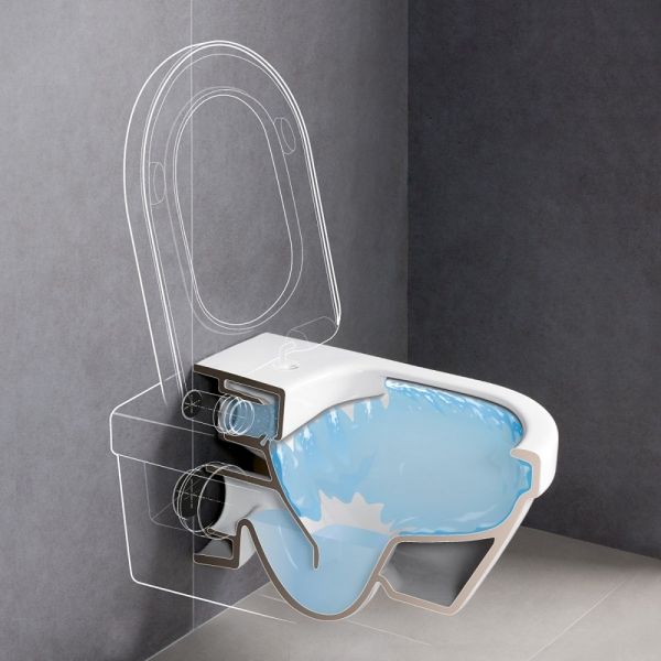 Villeroy&Boch Architectura Wand-WC oval, spülrandlos, WC-Sitz mit SoftClose, Combi-Pack, weiß, 5684HR01