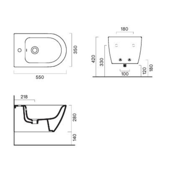 Catalano Premium Eco Wand-Bidet, spülrandlos, 55x35cm weiß CATAglaze+